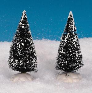 14004 - Bristle Tree, Set of 2, Small - Lemax Christmas Village Trees