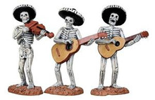 12884 - Skeleton Mariachi Band, Set of 3 - Lemax Spooky Town Halloween Village Figurines