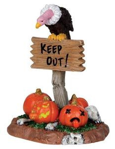 24475 - Keep Out!  - Lemax Spooky Town Halloween Village Accessories