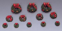 34957 -  Wreaths with Red Bow, Set of 12 - Lemax Christmas Village Misc. Accessories