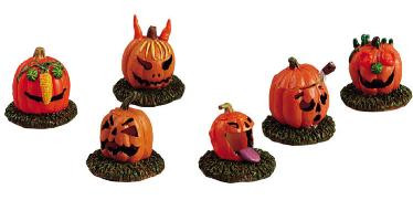 52117 -  Pumpkin People, Set of 6 - Lemax Spooky Town Halloween Village Figurines