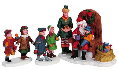 62276 -  Visiting Santa, Set of 3 - Lemax Christmas Village Figurines