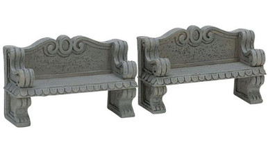 74612 -  Stone Bench, Set of 2 - Lemax Christmas Village Misc. Accessories