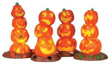 34623 - Light Up Pumpkin Stack, Set of 4, Battery-Operated (4.5v)  - Lemax Spooky Town Halloween Village Accessories