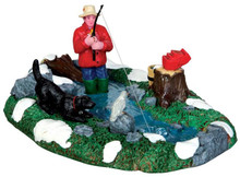 43087 - Stream Fishing  - Lemax Christmas Village Table Pieces