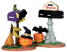 44740 - Monster Mailboxes, Set of 2  - Lemax Spooky Town Halloween Village Accessories