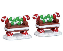 44812 - Peppermint Cookie Bench, Set of 2 - Lemax Misc. Accessories