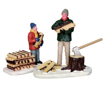 52323 - Stacking Firewood, Set of 2 - Lemax Christmas Figurines