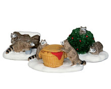 52357 - Rascal Raccoons, Set of 3 - Lemax Christmas Figurines