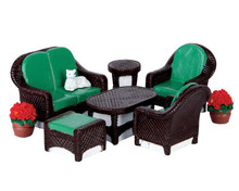64077 - Wicker Lawn Set, Set of 8 - Lemax Table Pieces