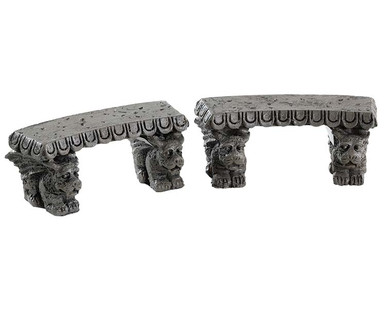 84370 - Gargoyle Stone Benches, Set of 2 - Lemax Spooky Town Accessories