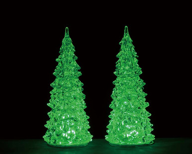 94517 - Crystal Lighted Tree, 3 Color Changeable, Medium, Set/2, Battery-Operated (4.5-Volt) - Lemax Trees