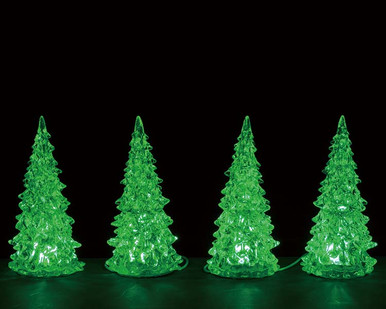94518 - Crystal Lighted Tree, 3 Color Changeable, Small, Set/4, Battery-Operated (4.5-Volt) - Lemax Trees