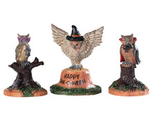 94524 - Happy Owl-O-Ween, Set of 3 - Lemax Spooky Town Accessories