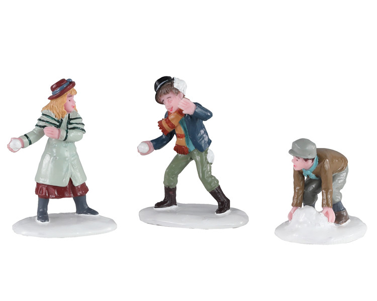 02942 - Snowball Skirmish, Set of 3 - Lemax Figurines - Villages of Fun