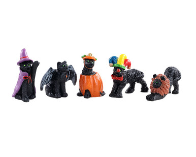 12014 - Halloween Cats, Set of 5 - Lemax Spooky Town Figurines