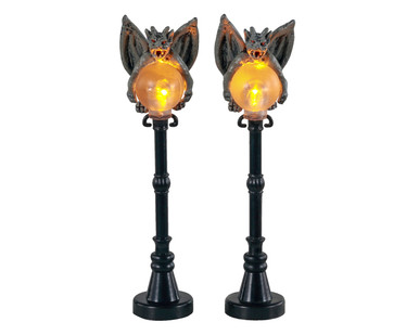 14829 - Gargoyle Lamp Post, Set of 2, Battery-Operated (4.5v) - Lemax Spooky Town Accessories