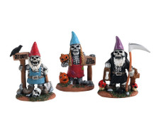 14832 - Skeleton Garden Gnomes, Set of 3 - Lemax Spooky Town Accessories