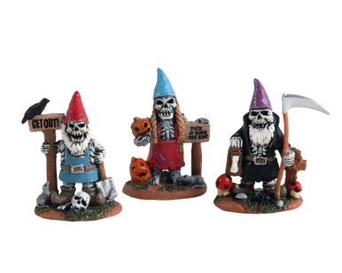 14832 - Skeleton Garden Gnomes, Set of 3 - Lemax Spooky Town Accessories
