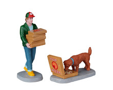 22113 - Top Pizza Delivery, Set of 2 - Lemax Christmas Village Figurines