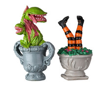 24946 - Spooky Planter Urns, Set of 2 - Lemax Spooky Town Halloween Village Accessories