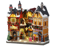 25869 - Alpine Winter Shops, Battery-Operated (4.5-Volt) - Lemax Christmas Village Facades