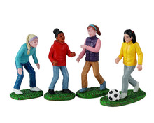 42314 - Girls Soccer Game, Set of 4 - Lemax Christmas Village Figurines