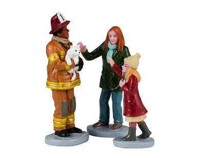 42325 - Fireman to the Rescue, Set of 3 - Lemax Christmas Village Figurines