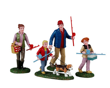42327 - Family Fishing Day, Set of 4 - Lemax Christmas Village Figurines