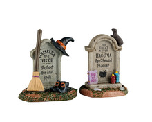 54445 - Witch Tombstones, Set of 2 - Lemax Spooky Town Accessories