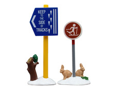 54468 - Cross Country Ski Sign, Set of 2 - Lemax Misc. Accessories