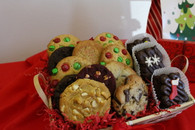 Gourmet Cookie Basket with Three Chocolate Pecan Brownies