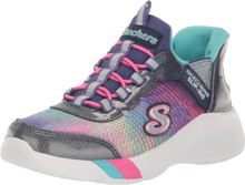 Skechers Kids Girls Dreamy Lites-Colorful Prism Sneaker, Navy/Multi, 3 Little Kid