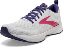 Brooks Women's Revel 5 Running Shoe, White/Navy/Pink, 9