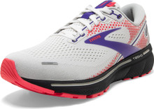 Brooks Women's Ghost 14 Neutral Running Shoe, White/Purple/Coral, 11.5