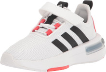 adidas Unisex-Child Racer Tr23 (Little Big Kid) Sneaker, White/Core Black/Red, 7 Big Kid