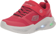 Skechers Unisex-Child Meteor-Lights Sneaker, Red/Black, 6 Toddler