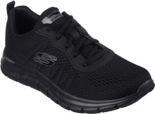 Skechers Women's New Staple Track Black Low Top Sneaker Shoes, Black, 10