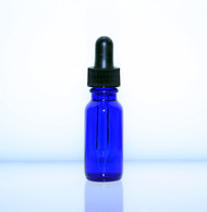 15 ml, 1/2 oz Blue Boston Round with Glass Droppers