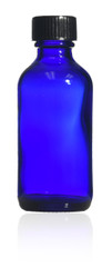 2 oz (60 ml) Cobalt Blue Boston Round with caps