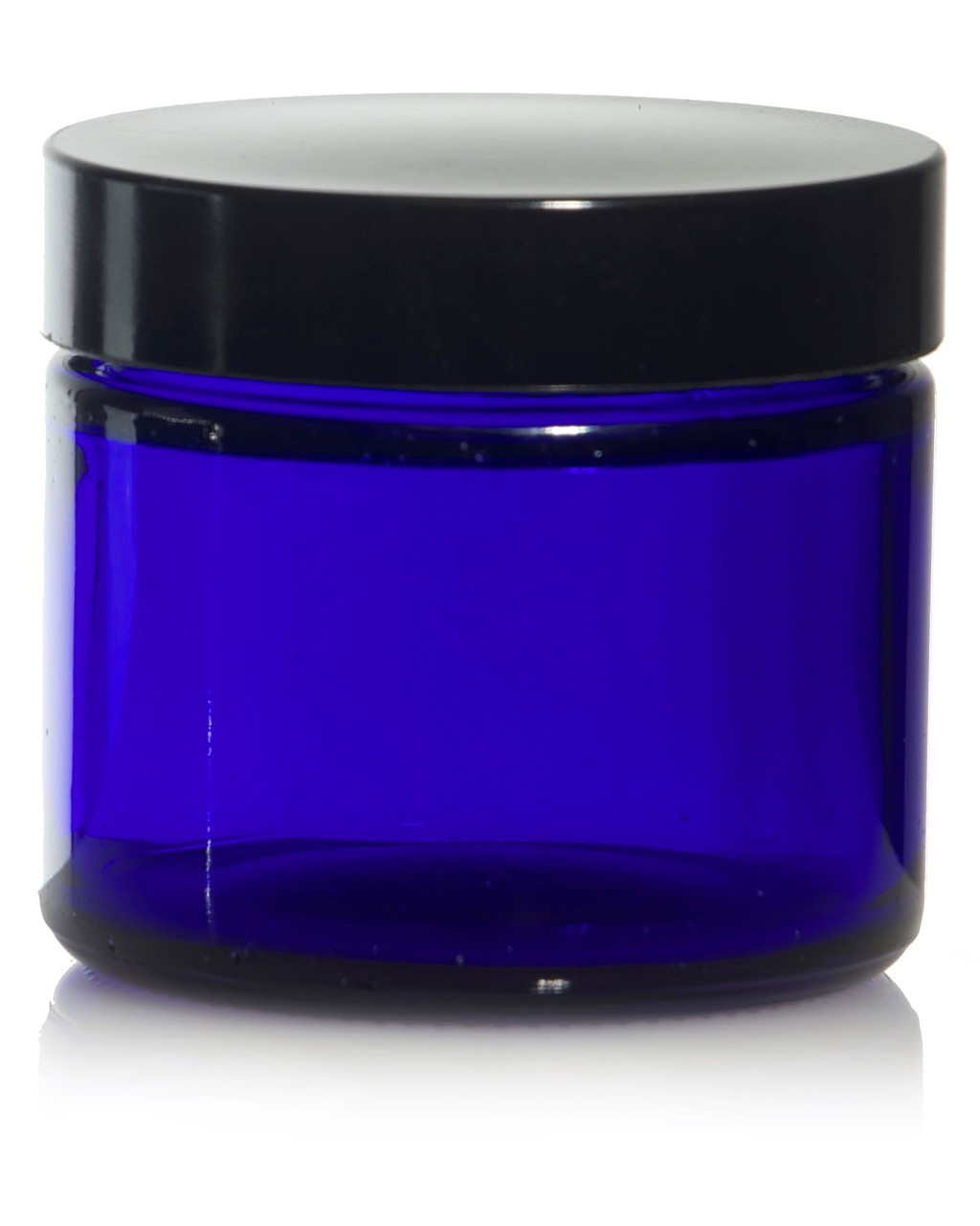 2 oz Cobalt BLUE GLASS Jar Straight Sided w/ Plastic Lined Caps - wholesalevials