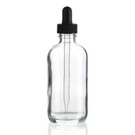 4 oz Clear Boston Round Glass Bottle with Dropper