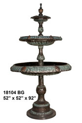 92" 3-Tiered Spillover Fountain - Bronze Finish with Green Accents
