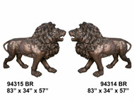 Pair of 83" Bronze Lions - Left and Right