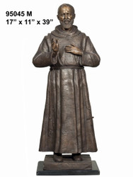 39" Bronze Statue of Father Pio - with Marble Base