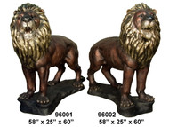 Pair of Growling Lions - Left and Right - 60" Design