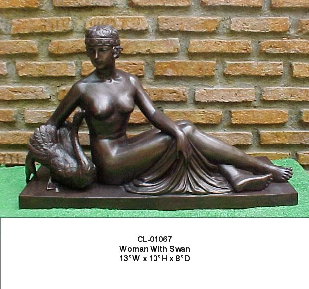 Art Deco Tabletop Sculpture, "Woman with Swan" - SALE! - Take an Extra 25%  Off - Discount Applied at Checkout - Bronze West Imports® Home