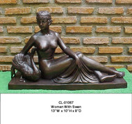 Art Deco Tabletop Sculpture, "Woman with Swan" - SALE! - Take an Extra 25% Off - Discount Applied at Checkout