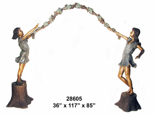 Two Girls Holding an Arbor Wreath, 3 Piece Set