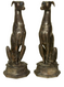 Greyhounds (Whippets) Sitting on Pedestals, Left & Right Pair